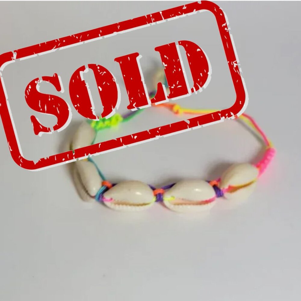 SOLDDD  Neon Rainbow Bright Adjustable Boho Puka Seashell Anklet or Bracelet